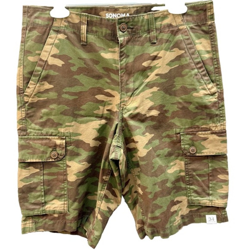 SONOMA Goods for Life Outdoor Camo Flexwear Men's Cargo‎ Shorts 34", 11.5 Inseam - Picture 2 of 8
